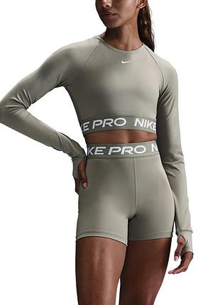 Футболка жіноча nike nike pro df 365 crop ls хакі