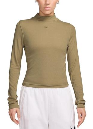 Футболка жіноча nike w nsw essntl rib mock ls top бежева