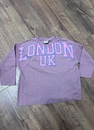 Кофта для дівчинки zara бузкова з написом london uk