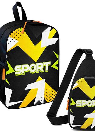 Набір sport 2 в 1: дитячий рюкзак + сумка-слінг , для хлопчика та дівчинки 7–9 років (6104)