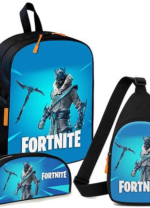 Набір fortnite 3 в 1: дитячий рюкзак + сумка-слінг + пенал, для хлопчика та дівчинки 7–9 років (6126)
