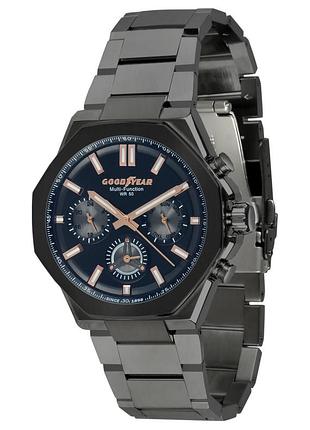 Goodyear goodyear g.s01257.02.04 мужские часы чёрный/серый циферблат стальной браслет
