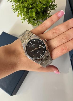 Мужские часы tissot prx powermatic 80 40 мм – автоматический механический, черный циферблат, сапфировое стекло, стальной браслет