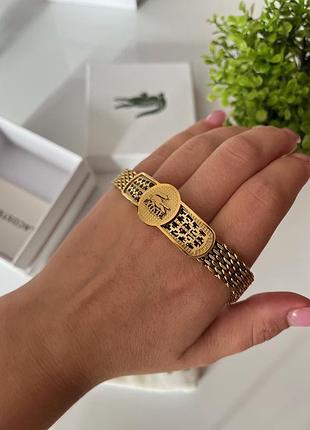 Чоловічий браслет lacoste — золотистий, нержавіюча сталь 316l, плетений дизайн, стильний аксесуар