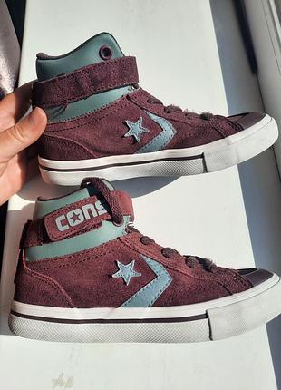 Кеди дитячі converse високі бордові з бірюзовим 30 розмір