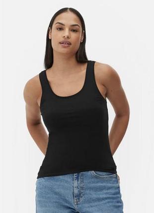 Майка трикотажна   бавовняна чорна  базоваподовжена primark stretch vest lнова