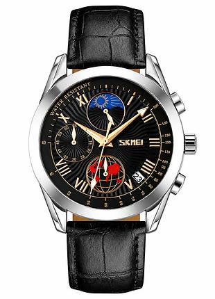 Мужские наручные часы skmei 9236sibk silver-black со стальным браслетом и классическим дизайном