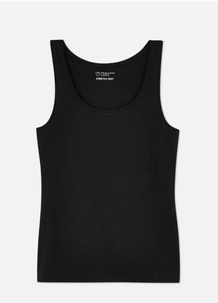 Майка трикотажна   бавовняна чорна  базоваподовжена primark stretch vest lнова