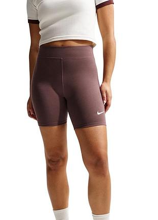 Шорты женские nike w nsw nk clsc hr 8in short коричневые