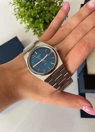 Мужские часы tissot prx quartz 40 мм - кварцевый, синий циферблат, сапфировое стекло, стальной браслет