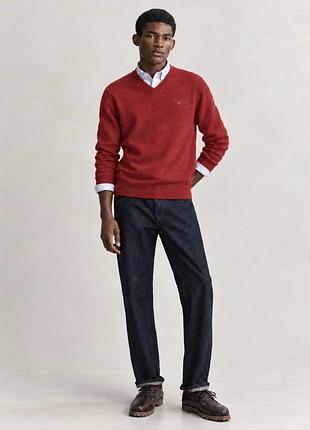 Светр чоловічий gant червоний, 100% lambswool