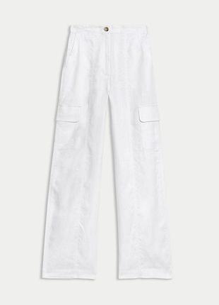Белые льняные брюки-карго от marks &amp; spencer, 100% лен 2