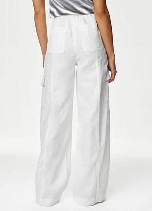 Белые льняные брюки-карго от marks &amp; spencer, 100% лен 5