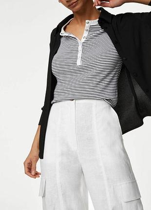 Белые льняные брюки-карго от marks &amp; spencer, 100% лен 4