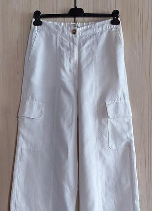 Белые льняные брюки-карго от marks &amp; spencer, 100% лен 7