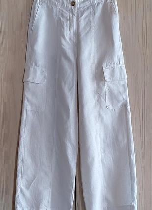 Белые льняные брюки-карго от marks &amp; spencer, 100% лен 6