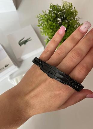 Чоловічий браслет lacoste — чорний, нержавіюча сталь 316l, плетений дизайн, стильний аксесуар