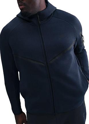 Мужская толстовка nike m nk tch flc fz wr hoodie темно-синяя