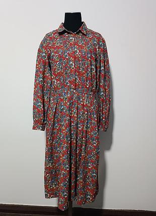 Thomas and jonathan / liberty of london (made in england) винтажное хлопковое платье в мелкий floral-принт размер 16/l