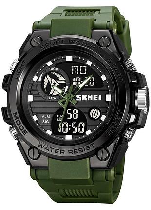 Чоловічий годинник skmei 2031ag army green спортивний годинник з будильником секундоміром календарем