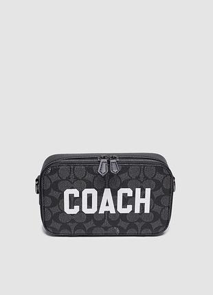 🦁 coach charter crossbody bag 19 in grey signature canvas/coach graphic