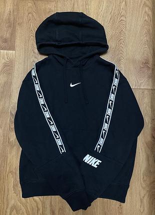 Худі nike чорне з лампасами та логотипом, розмір s
