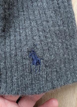 Тонкая шерстяная серая шапка polo ralph lauren один размер