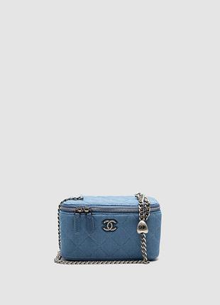 💎 chanel denim quilted sweetheart small vanity case