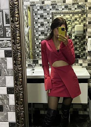 Жіноча коротка сукня-піджак zara, рожева