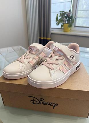 Кросівки для дівчинки disney білі з рожевими смужками