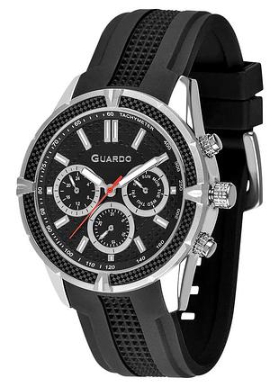 Guardo 012758-1 чоловічий годинник чорний циферблат силіконовий ремінець