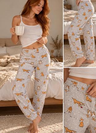 Ніжні піжамні штанці з песиками шибами бренду hollister m-l