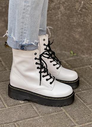 Черевики leather white fur