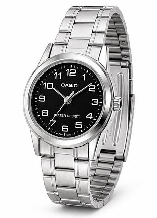 Жіночий годинник casio ltp-v001d-1b з металевим браслетом чорний циферблат кварцовий стильний для щоденного носіння