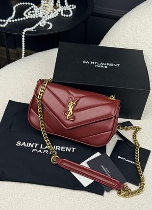 Сумка loulou mini leather burgundy with gold бургунді