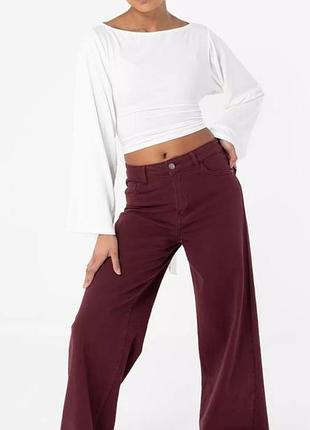 Жіночі джинси zeo basic oslo бордово-коричневі wide-leg