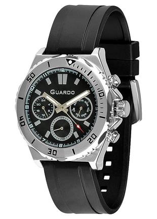 Guardo 012757-1 чоловічий годинник чорний циферблат силіконовий ремінець