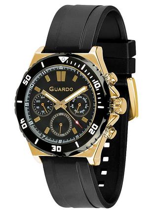 Guardo 012757-5 мужские часы черный циферблат силиконовый ремешок
