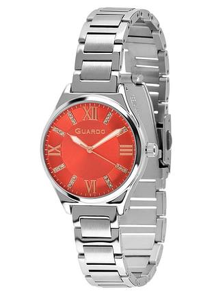 Guardo premium 012773-1 женские часы красный циферблат стальной браслет