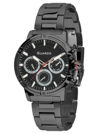 Guardo 012716-3 мужские часы черный циферблат стальной браслет
