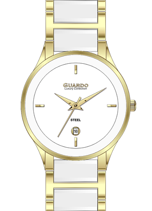 Guardo s03001-5 жіночий годинник білий циферблат браслет з керамікою