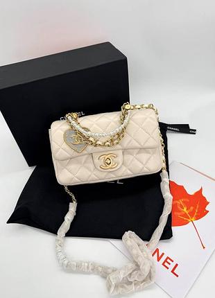 Жіноча сумка преміум flap top handle cream with gold