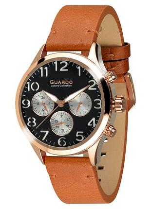 Guardo s01353-4 мужские часы черный и белый циферблат кожаный ремешок