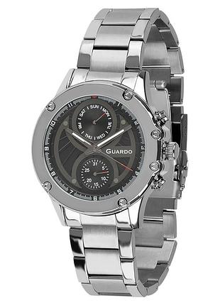 Guardo premium 012759-2 мужские часы чёрный/серый циферблат стальной браслет