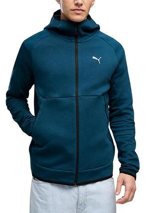 Мужская толстовка puma tech slim elepated full-zip hoodie dk синяя