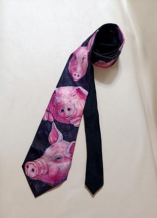 Винтажный коллекционный галстук ralph marlin "pig" (1989), дизайн blaine heilman