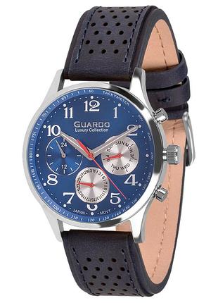 Guardo s1605-1 чоловічий годинник синій циферблат шкіряний ремінець