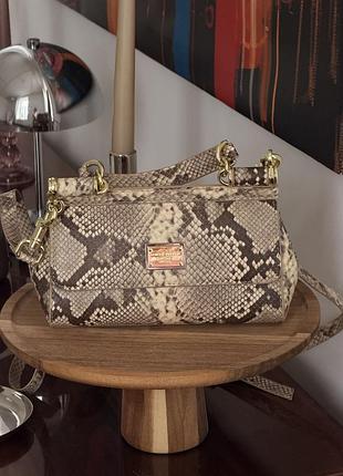 Сумка dolce&gabbana sicily medium - premium рептилія бежева 19cm