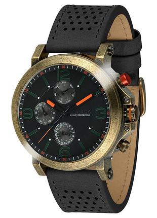 Guardo s01210-4 чоловічий годинник чорний циферблат шкіряний ремінець