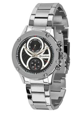 Guardo premium 012759-1 чоловічий годинник чорний циферблат сталевий браслет